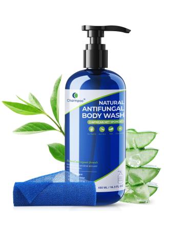 CHARMPOO Natural Antifungal Body Wash: Tea Tree Fights Fungus Eliminates Odor Relieves Itching Formula for Sensitive Skin and Active Lifestyles 16.3 FL OZ