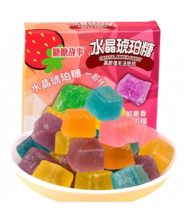 MKSDDF - Bonbons aux fruits, bonbons aux fruits ambrés, bonbons assortis, bonbons gommeux colorés, bonbons aux pierres précieuses faits à la main 32g/1.13oz*1 boîte