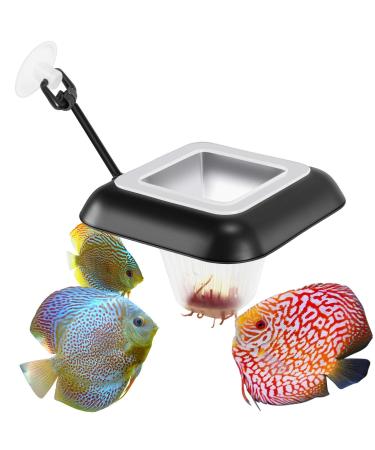 Fischuel Aquarium Feeding Ring Floating Rings Food Feeder Feeding Trough with Suction Cup for Fish Feeder Square-Black