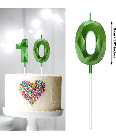 10th Birthday Number Candles - Happy Birthday Cake Topper Decoration in Green - Buy Online on GoSupps.com