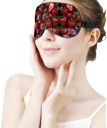 Funny U.S. Flag Strawberries Eye Mask - Soft Adjustable Blindfold for Sleep & Travel - Buy Online on GoSupps.com