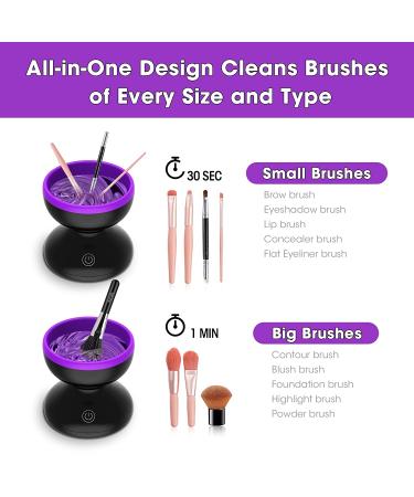 Electric Makeup Brush Cleaner Set - Automatic Spinner, Cleaning Mat - Christmas Gift for Her - Purple - Buy Online on GoSupps.com