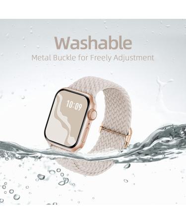 Braided Stretchy Solo Loop Compatible Apple Watch Band 4Packs for Men/Women - Nylon Elastic Straps Wristbands for iWatch Series 1-8 - Black/Starlight/Nude Pink/Smoke Violet - 38/40/41mm - Buy Online on GoSupps.com
