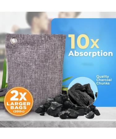Nature Fresh Charcoal Bags Odor Absorber - Large 4 Pack (200g each) - Bamboo Charcoal Air Purifying Bags for Home, Car, Closet - Odor Eliminator and Deodorizer - 4 x 200g - Buy Online on GoSupps.com