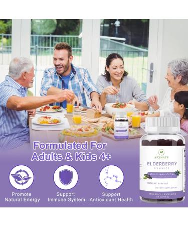 AFXMATE Sambucus Elderberry Gummies with Zinc & Vitamin C - 120 Gummies (2 Pack) | Immune Support Supplement for Adults & Kids - Buy Online on GoSupps.com
