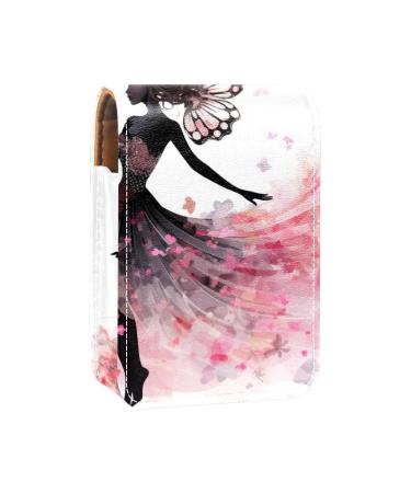 Lipstick Case Leather Lip Gloss Lipstick Organizer with Mirror Mini Lipstick Holder Bag Forest Elf Butterfly Girl J461n2ddot