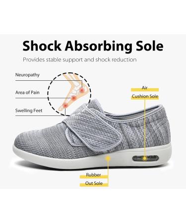 ERLESEN Diabetic Shoes for Women and Men - Extra Wide Velcro Closure - Edema and Swollen Feet Relief - Adjustable Elderly Footwear - 7X Wide Grey - Buy Online on GoSupps.com