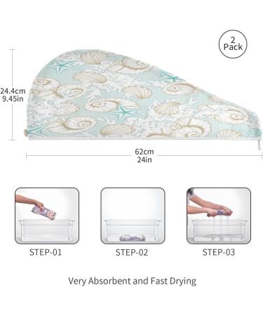 Seashell Dry Hair Cap & Quick Drying Towel Set | Super Absorbent Soft 2-Piece Bundle with Button Headband - Perfect for International Shipping - Buy Online on GoSupps.com