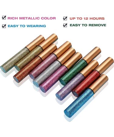 Buy 10pcs Glitter Eyeliner & Shimmer Liquid Eyeshadow | Durable Gold & Silver Metallic Eyeliners for Stunning Makeup Looks - Buy Online on GoSupps.com