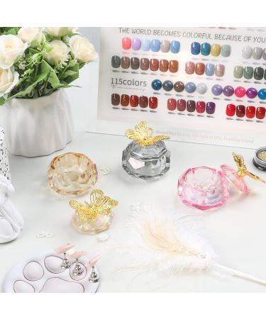 Buy Dappen Dish for Monomer - Acrylic Liquid Powder Nail Holder with Lid | Butterfly Glass Crystal Cup | Acetone Bowl for Salon & Home Use (Grey) - International Shipping Available - Buy Online on GoSupps.com