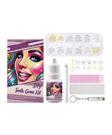 DIY Tooth Gem Kit - Safe Easy Application With UV Cure Glue Assorted Gems For Custom Smile(2PC)