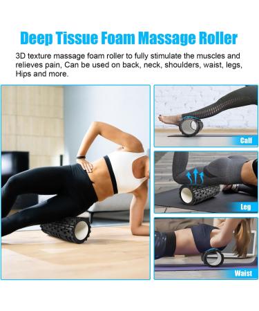 Vylaier Foam Roller - 3D Textured Fascia Roll for Deep Muscle Massage | Ideal for Pilates Yoga & Sports - Standard Middle-Hard Black - Buy Online on GoSupps.com