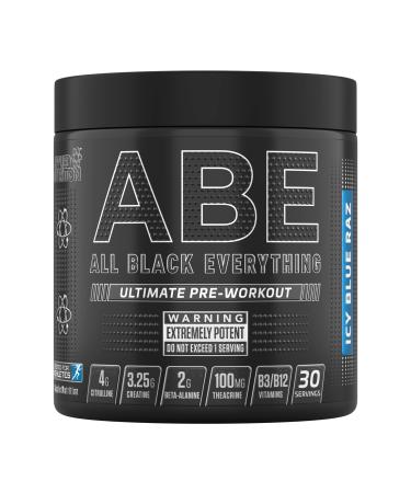 ABE All Black Everything Pre Workout Energy, Increase Physical Performance with Citrulline, Creatine, Beta Alanine, Caffeine Vitamin B Complex (ICY Blue Raz, 315g) ICY Blue Raz 315g