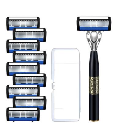 Razor blades with a knife holder manual razor with seven layers with 9 razor blades professional hairdressing bart blades replacement blades for wet razors men gift for men - Buy Online on GoSupps.com