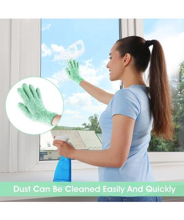 Molain Microfiber Dusting Gloves - Reusable and Washable Cleaning Mittens for Plants, House, Car, Blinds, Lamps - Green (1 Pair) - Buy Online on GoSupps.com