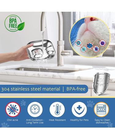 MISFANS Stainless Steel Cat Water Fountain | 74oz/2.2L Automatic Pet Water Dispenser with Filter Kit and Silicone Mat | Ideal for Cats and Dogs - Buy Online on GoSupps.com