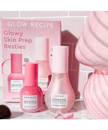 Glow Recipe Glowy Skin Prep Besties: Watermelon Niacinamide Dew Drops + Guava Vitamin C Eye Gel - Hydrating Serum & Under Eye Brightener Kit - Buy Online on GoSupps.com
