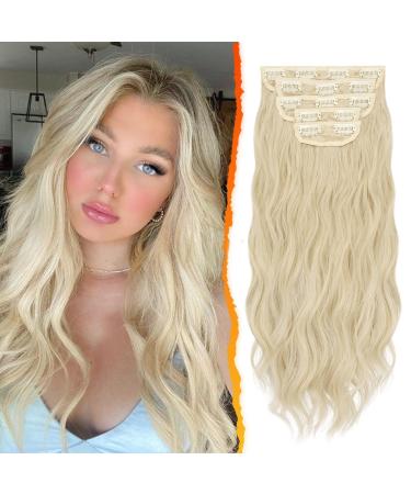 BARSDAR clip in extensions 5 PCs Long wavy clip in hair extensions thick natural soft synthetic hair part for women girl -45 cm beige blond mix butter blonde 45 cm light ash blonde - Buy Online on GoSupps.com