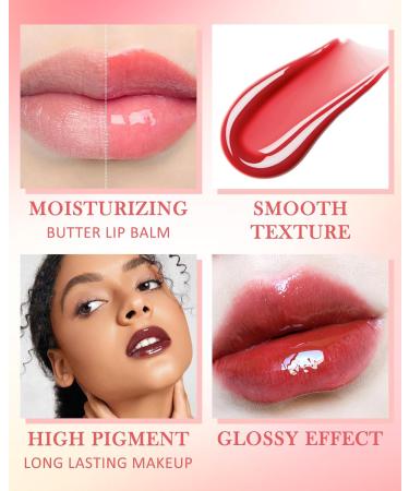 Lip Butter Balm Vanilla Hydrating Clear Tinted Butter Lip Gloss Sheer Lip Mask Lip Care Moisturizer Soothing Lip Makeup Non-Sticky Jelly Glow Reviver Fat Lip Oil Christmas Gift for Women-01 01# - Buy Online on GoSupps.com
