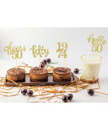 24 Pcs Glitter 50th Birthday Cupcake Toppers for Celebrating Fifty Years Old Birthday Party Decorations (Gold) - Buy Online on GoSupps.com