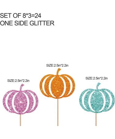 Pumpkin Cupcake Toppers Baby Shower Food Picks Orange&Pink&Blue Glitter Fall Themed Birthday Party Decoration Supplies - Buy Online on GoSupps.com