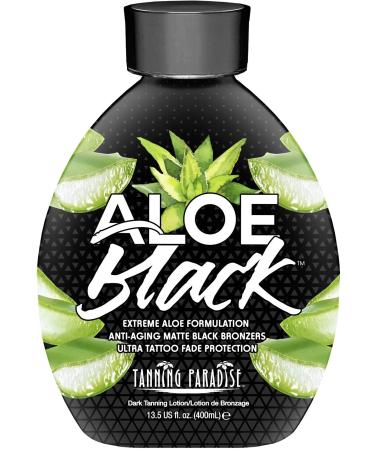 Tanning Paradise Aloe Black Tanning Lotion | Anti-Aging  Anti-Orange  Anti-Wrinkle Matte Black Bronzer Tanning Lotion | Tattoo & Color Fade Protection | Aloe Vera Cashmere Blend Tanning Lotion 13.5 oz