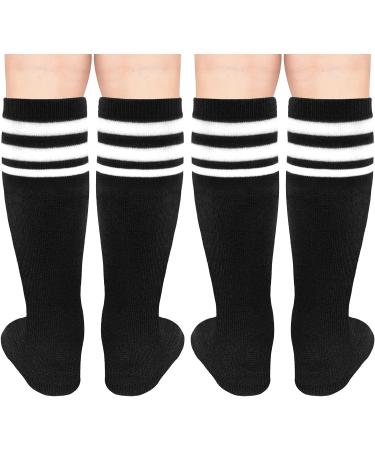 Olreco Youth Soccer Socks for Boys and Girls | Toddler Knee High Long Tube Socks 3-6 Years | Black & White - Buy Online on GoSupps.com