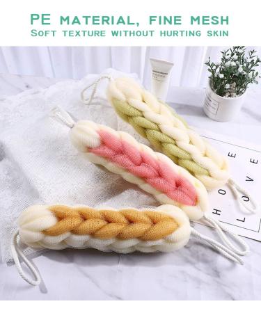 AARainbow 2 Pack Long Stretch Back Sponge with Rope Handles - Exfoliating Body Scrub for Men and Women - Gray+Green - Buy Online on GoSupps.com