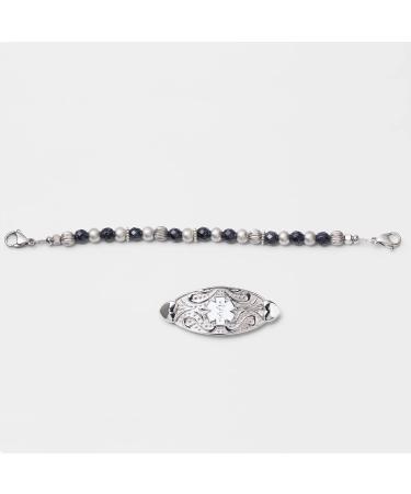 Custom Medical Alert ID Beaded Bracelet for Women | Personalized Stainless Steel Emergency ID Jewelry with Free Engraving | MunsteryAid | 6.5 to 8.5 Inches - Buy Online on GoSupps.com
