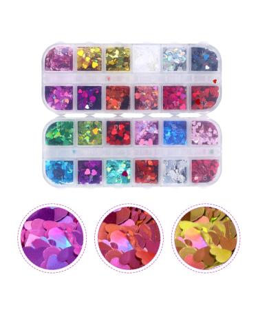 Minkissy Heart Nail Art Glitter - 2 Boxes Holographic Sequin 3D Nail Decorations for Valentine's Day - Perfect for Women & Girls - Buy Online on GoSupps.com