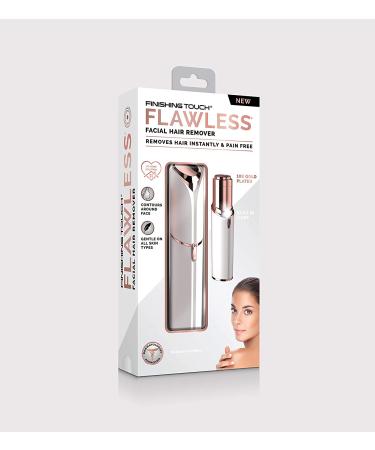 Finishing Touch Flawless Facial Hair Remover for Women - White/Rose Gold Electric Razor with LED Light - Buy Online on GoSupps.com