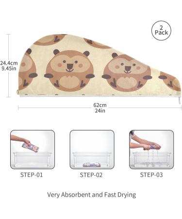 Happy Groundhog Day Hair Towel 2 Pack - Super Absorbent Quick Dry Hair Turbans for Women & Girls - Buy Online on GoSupps.com