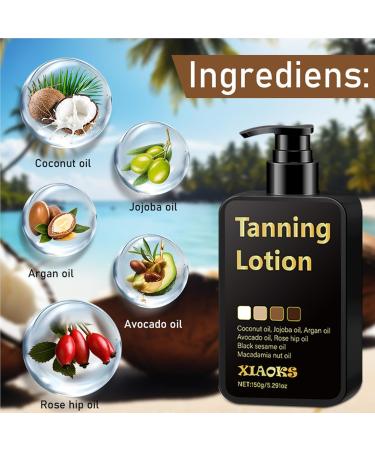 Xiaoks Natural Self-Tanning Lotion Streak-Free Sunscreen with Coconut Oil and Argan Oil Quick Absorption No Orange Tint Suitable for Face and Body - 5.29 fl oz - Buy Online on GoSupps.com