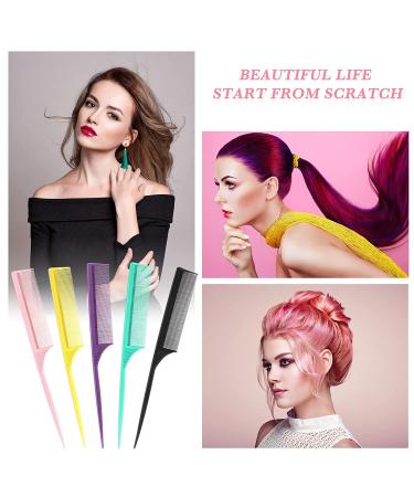 10-Piece Rat Tail Comb Set - Carbon & Heat Resistant, Anti-Static Teasing Comb for Volume & Styling (Assorted Colors) - Buy Online on GoSupps.com