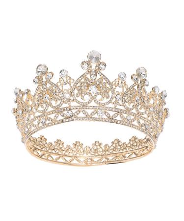 MR Gold Crowns and Tiaras Queen Crown for Women Rhinestone Wedding Crown Tiara Costume Party Hair Accessories Birthday Pageant Prom