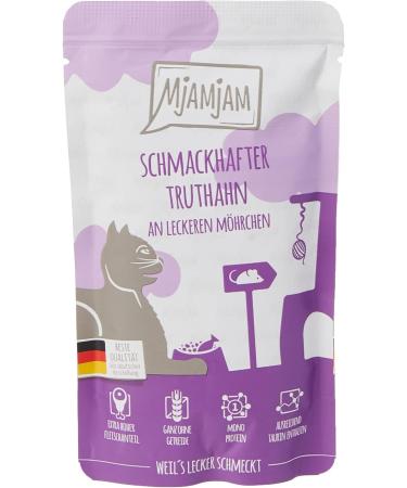 Mjamjam Premium Wet Cat Food - Tasty Turkey & Carrot Grain-Free 12-Pack (125g) - Extra Meat Treat for Cats - Buy Online on GoSupps.com