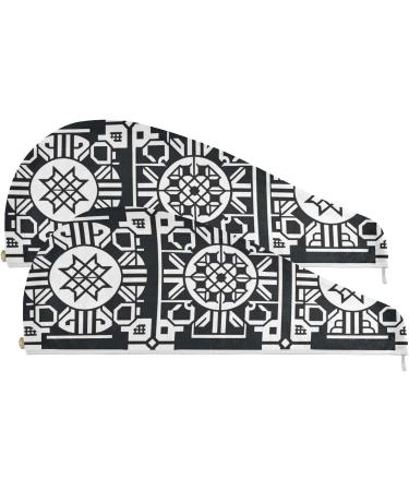 Graffiti Seamless Diagram Hair Towel 2 Pack - Super Absorbent Quick Dry Hair Turbans for Women & Girls - Buy Online on GoSupps.com