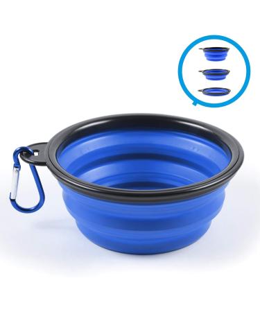 PhoneNatic Foldable Silicone Dog Bowl - Travel Bowl for Dogs & Cats 350ml Blue with Carabiner | Small (S) - Buy Online on GoSupps.com