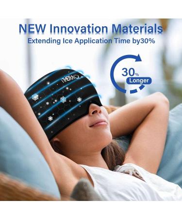 iTherau Migraine Mask - Adjustable 360 Cover Headache Relief Cap | Cold & Warm Compress Gel for Headaches Swollen Eyes & Sinuses | Purple & Black - Buy Online on GoSupps.com