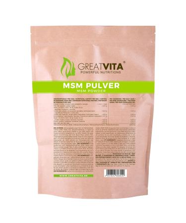 GreatVita MSM Powder 1000g | 99.9% Pure Methylsulfonylmethane - Organic Sulfur Premium Quality No Additives - International Shipping Available - Buy Online on GoSupps.com