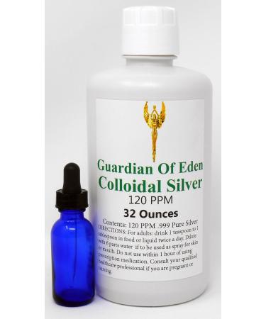Lab Tested Certified 120ppm Concentrated Pure Colloidal Silver by GOE (1 Quart) with Free Dropper Bottle. Lab Report documented. 32 Fl Oz (Pack of 1)