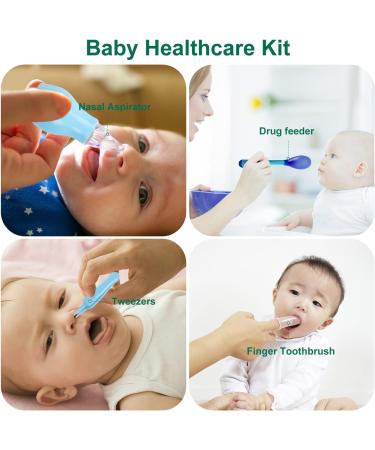 Baby Grooming Kit 25 in 1: Electric Nail Trimmer Set & Healthcare Essentials for Newborns, Infants, Toddlers - Blue Shower Gift Set (0-3 Years+) - Buy Online on GoSupps.com