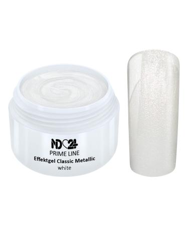 Prime Line - Uv Led Gel Metallic Effect White Color Gel Modelling White - Made in Germany - 5ml