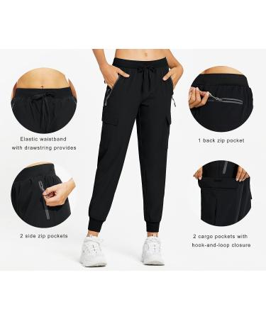 MASKERT Women's Cargo Joggers - Quick Dry Lightweight Hiking Pants for Lounge, Workout & Outdoor Activities | Black, Medium - Buy Online on GoSupps.com