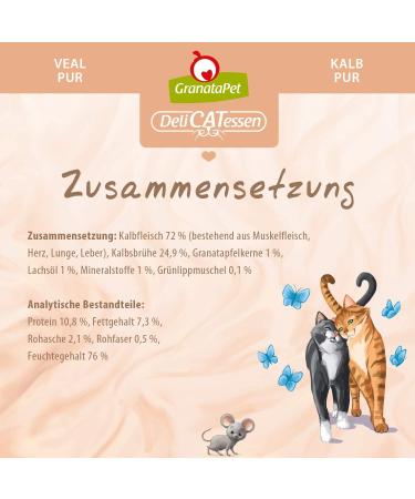 Granapet Delicatessen Calf Wet Cat Food - Cereal-Free No Sugar Additives High Meat Content & Quality Oils - 6 x 400g Pack - Buy Online on GoSupps.com