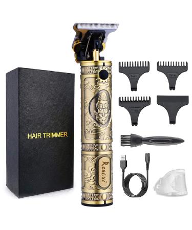 GSKY Professional Hair Clippers for Men Electric Haircut Kit Hair Trimmer for Men with Low Noise Adjustable Cordless & Rechargeable Electric Shaver Haircut Clipper with Guide Combs Gold