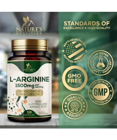 L-Arginine 1000mg Supplement with L-Citrulline - Muscle Supporting Nitric Oxide Precursor Booster for Extra Strength - Heart Health Support - Non-GMO Amino Acid Energy Blend For Men - 120 Capsules 120 Count (Pack of 1) - Buy Online on GoSupps.com