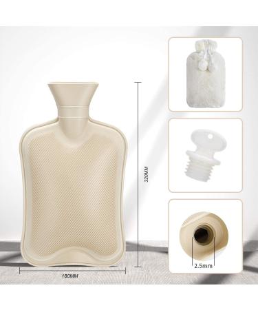 LINGLAN 2L Hot Water Bottle with Soft Plush Cover - High-Quality Rubber Thermos Flask for Cozy Relief | Brown Bed Bottle - Buy Online on GoSupps.com