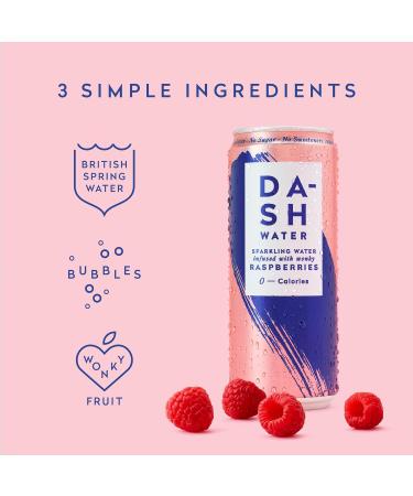 Dash Water Mixed Pack - 16 x Flavoured Sparkling Spring Water & Raspberry - 12 x Raspberry Flavoured Sparkling Spring Water - NO Sugar NO Sweetener NO Calories + Spring Water - Buy Online on GoSupps.com