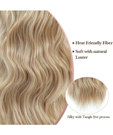 Invisible Wire Hair Extensions - Natural Wavy Synthetic Hair, Adjustable Size, Long Curly Secret Hair Piece - 20inch Golden Blonde - Buy Online on GoSupps.com